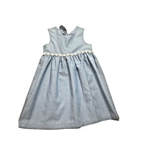 La Princess Blue Dress Girls Size 6X Floral Detail Bow in the Back #284